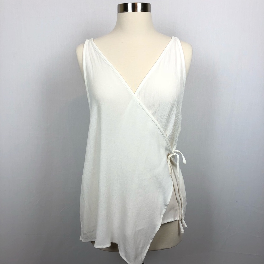 TOBI white side tie racerback wrap sleeveless top